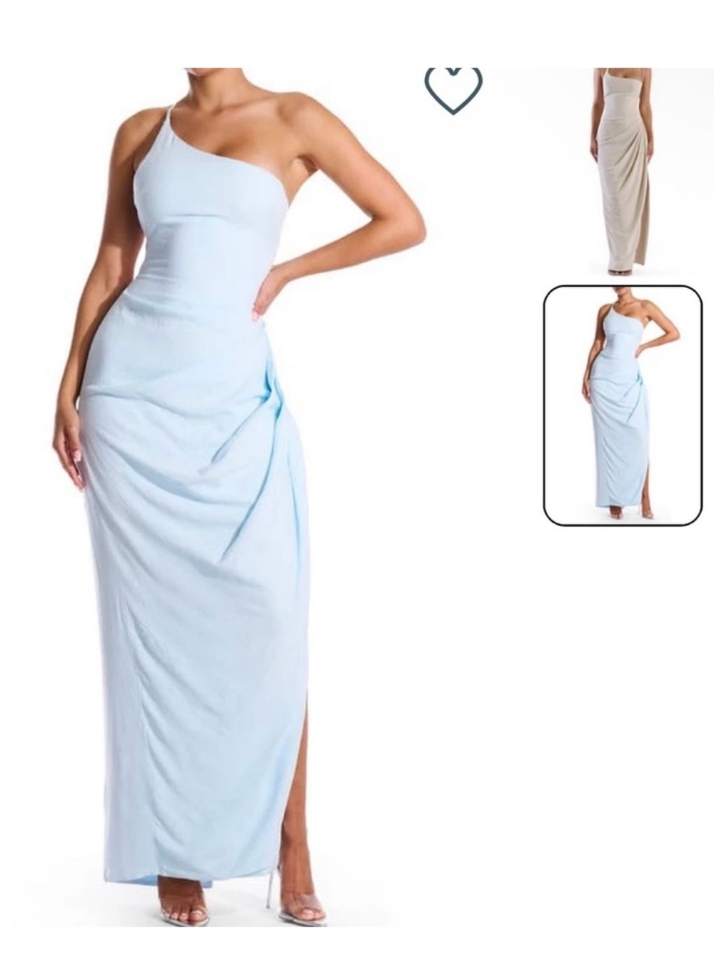 Naked Wardrobe One-Shoulder Light Blue Maxi Dress